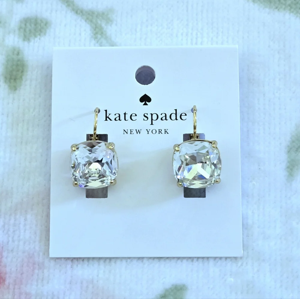 Kate Spade♠️ Clear Faceted Crystal💎 Cushion Earrings - Picture 15 of 16